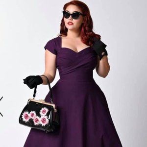 Stop Staring! Mad Men Style Eggplant Cap Sleeve Swing